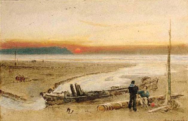 Shore Scene at Sunset: 1865