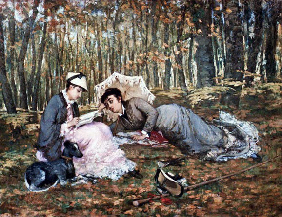 Eva Gonzales - Reading in the Forest: 1879