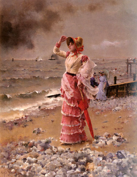 Femme Elegante Voyant Filer Un Vapeur: 1884