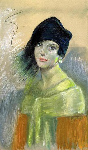 Young Woman in Black Hat: 1927